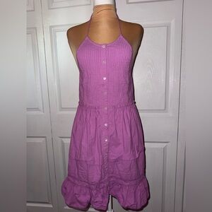 Free People Desert Day Mini Dress Tiered Halter Cotton Buttondown LaceSize Large